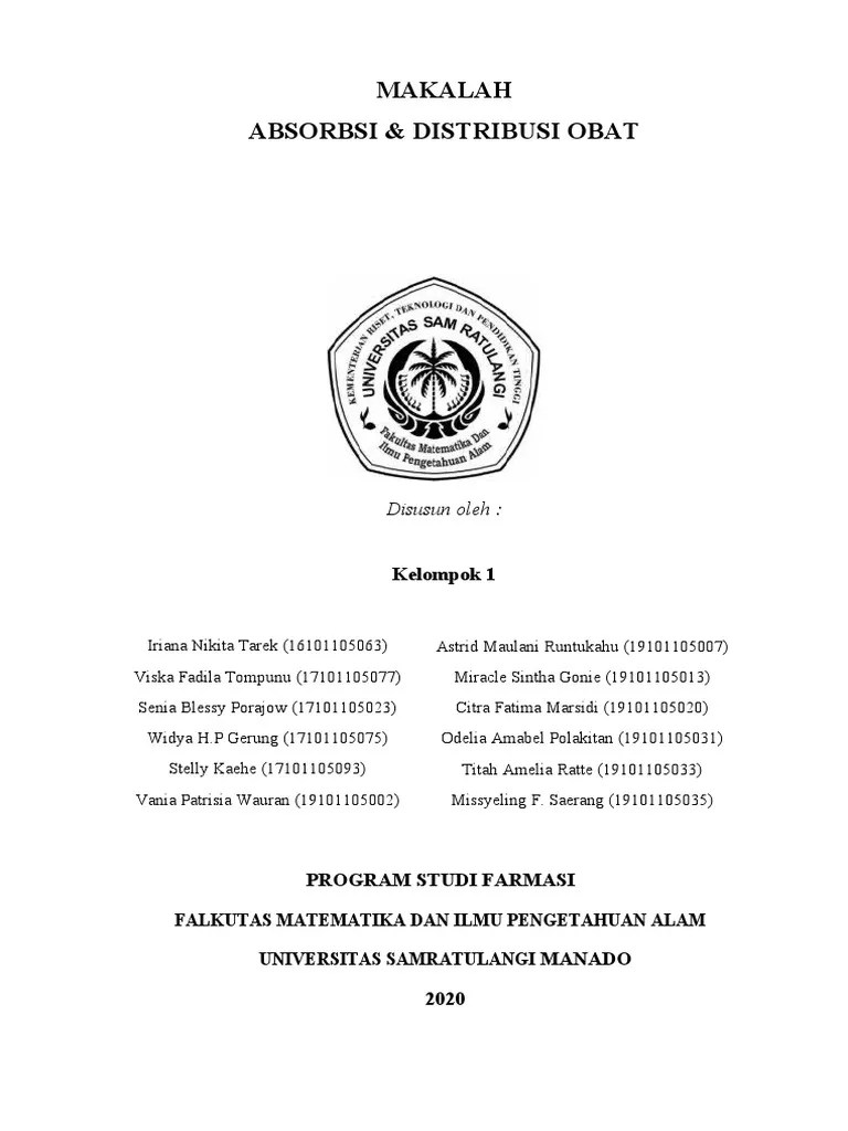 Makalah Kelompok 1 A - Absorbsi &amp; Distribusi Obat | PDF