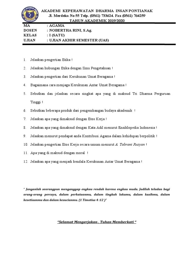 Uas Agama 2019 | PDF