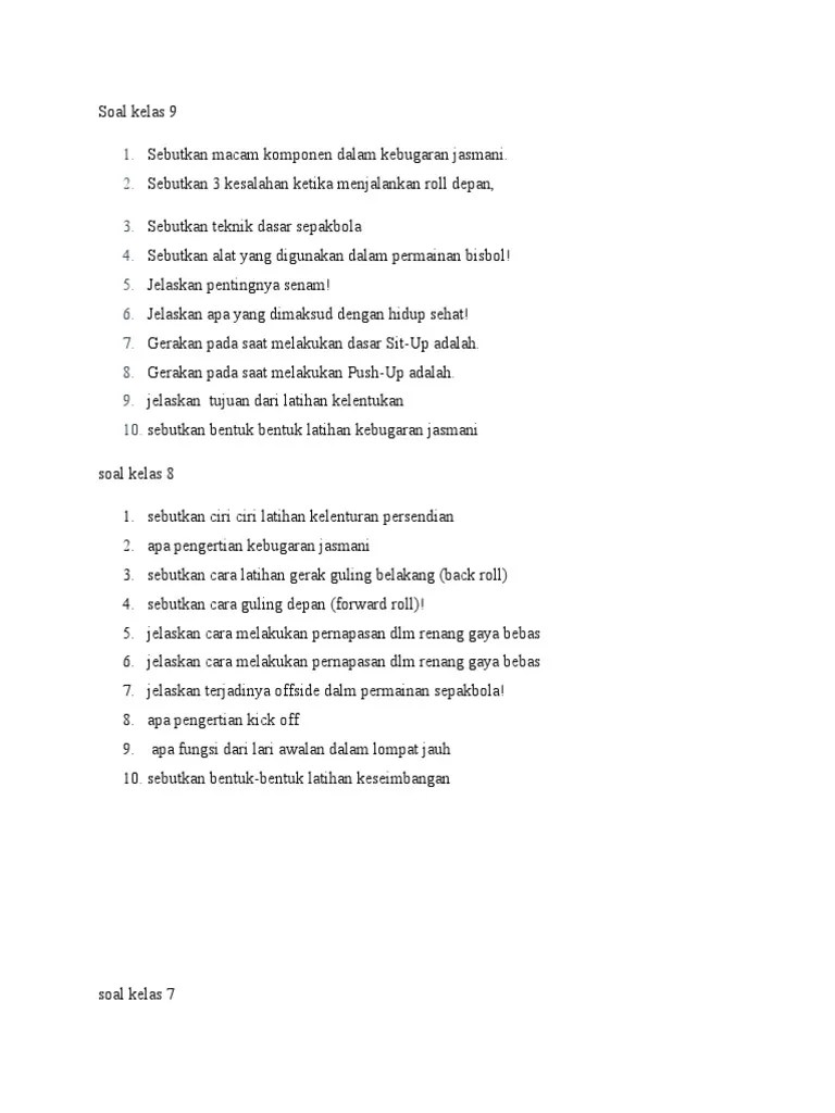 Soal Kelas Penjas | PDF