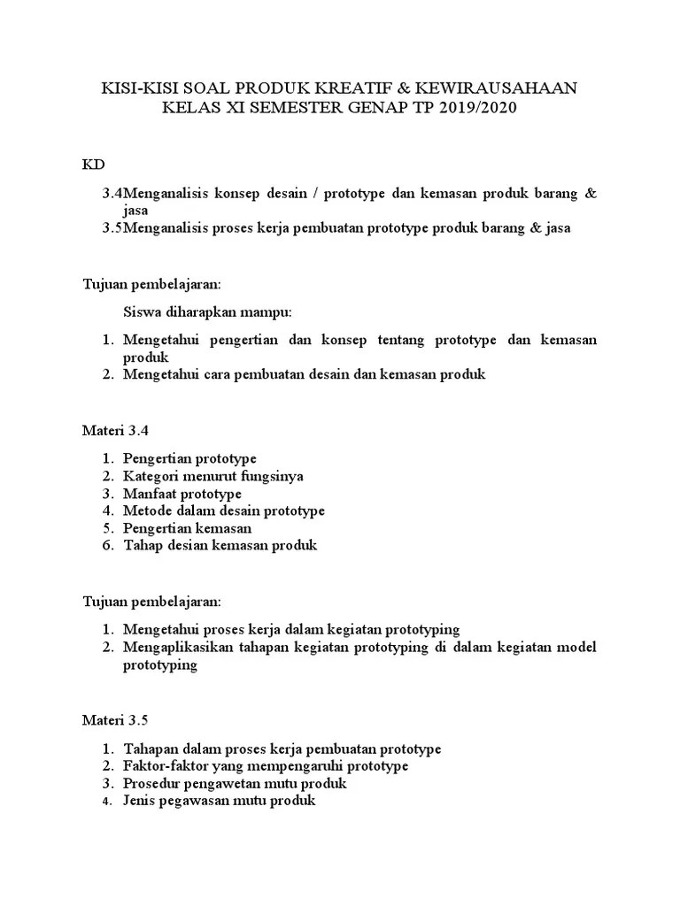 Kisi-Kisi Soal PKKWU