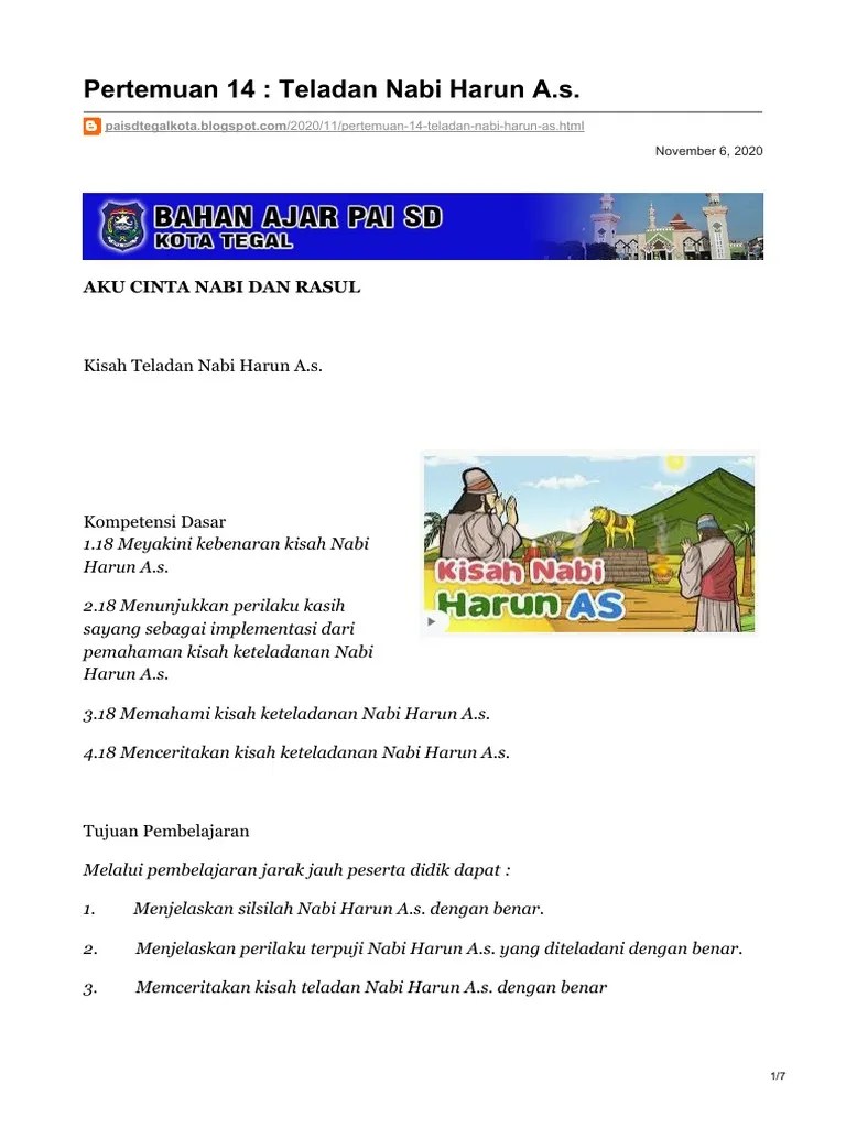 Pertemuan 14 Teladan Nabi Harun As | PDF