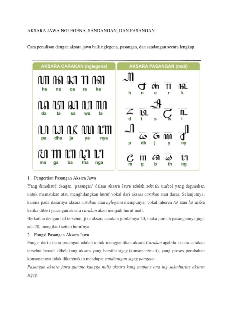Akasara Jawa Nglegena Pertemuan Ke 9 PDF | PDF