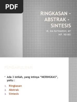 Ringkasan - Abstrak - Sintesis | PDF