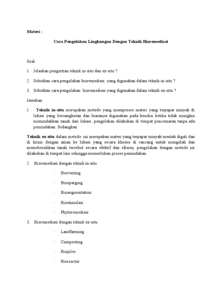 Soal Dan Jawaban Teknik Bioremediasi | PDF