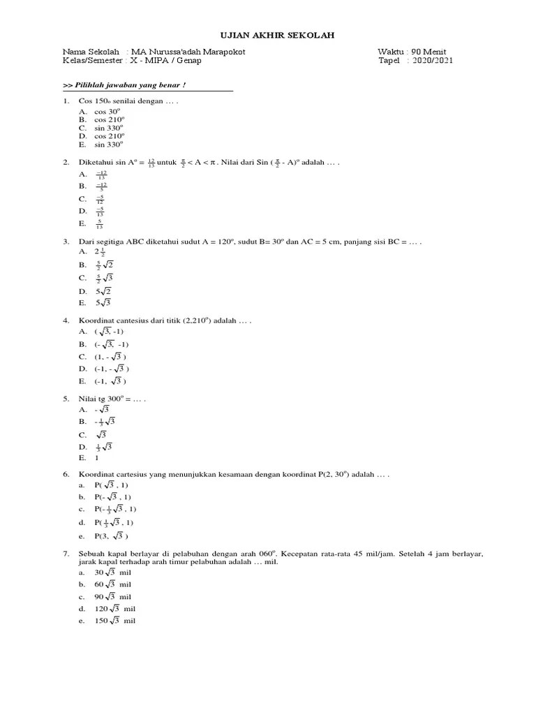 100 Soal Matematika Sma Kls X SMT 2 121211184226 Phpapp02