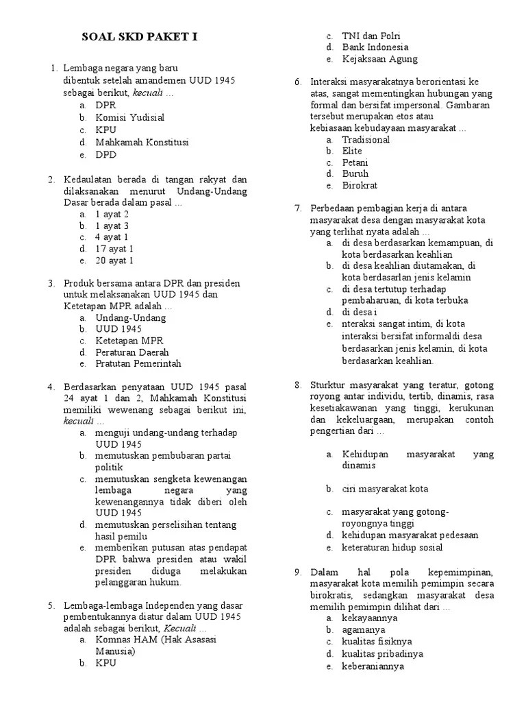 Soal SKD Paket I | PDF