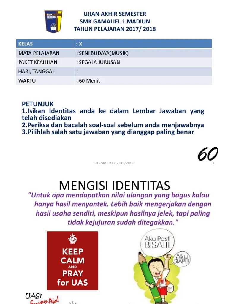 Soal Seni Musik Uts 2018-2019 | PDF