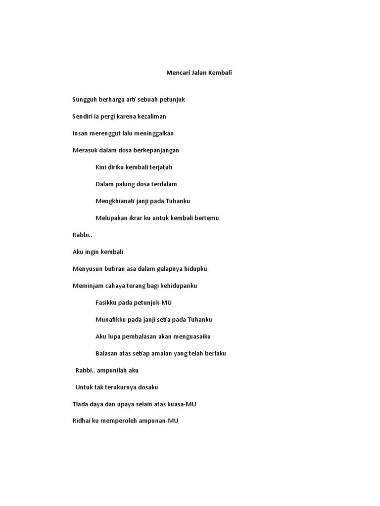 Contoh Puisi Agama - Mencari Jalan Kembali | PDF