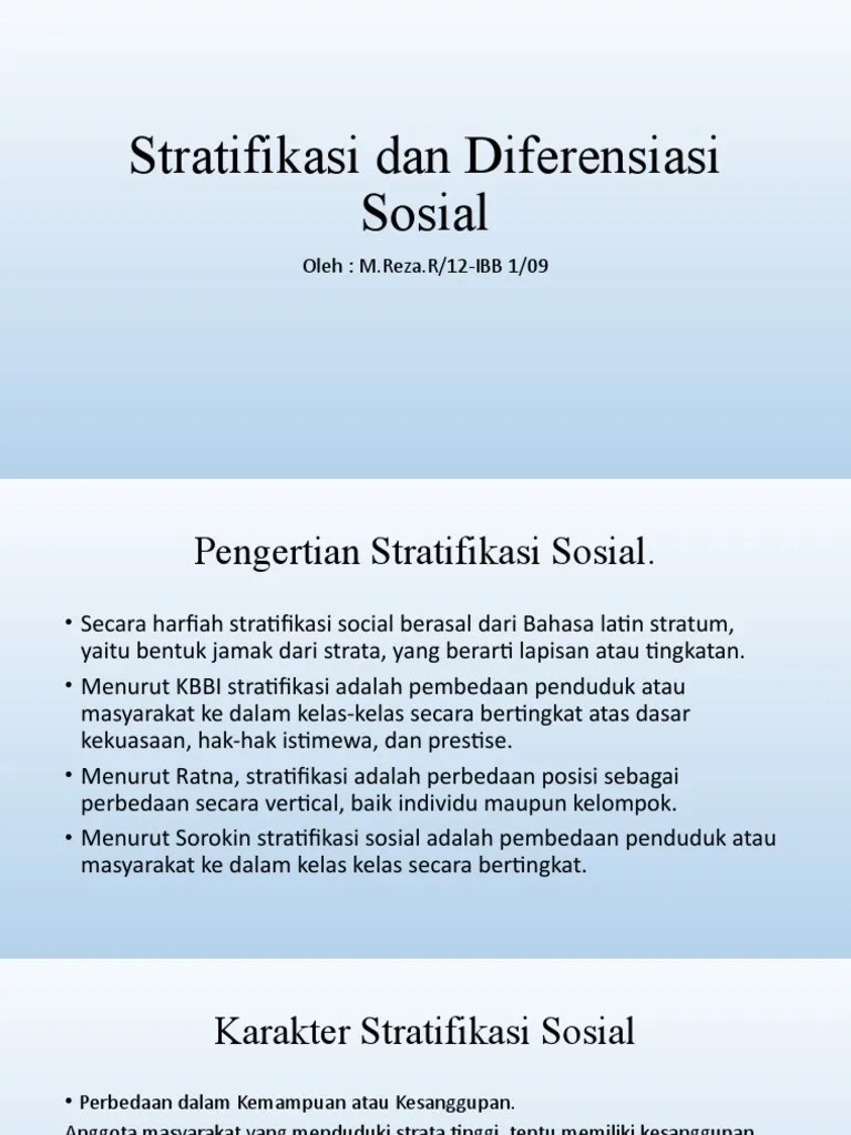Stratifikasi Dan Diferensiasi Sosial | PDF