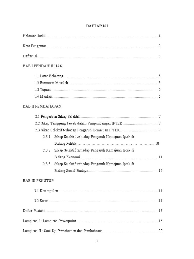 Makalah PPKN (Sikap Selektif Terhadap Pengaruh Kemajuan Iptek) | PDF