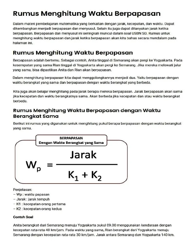 Rumus Waktu Papasan - Opt | PDF