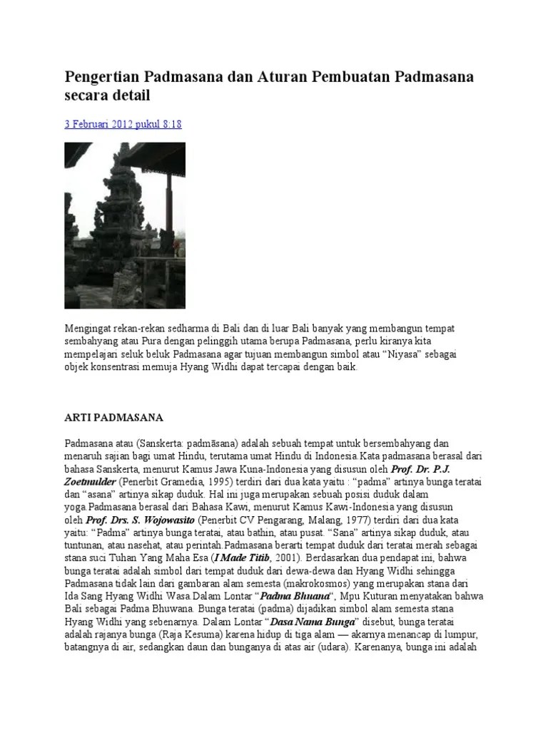 Pengertian Padmasana Dan Aturan Pembuatan Padmasana Secara Detail | PDF