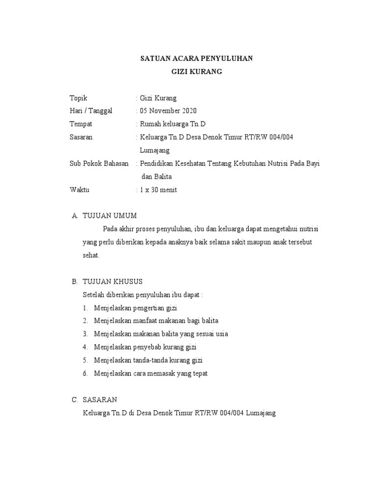 Satuan Acara Penyuluhan | PDF