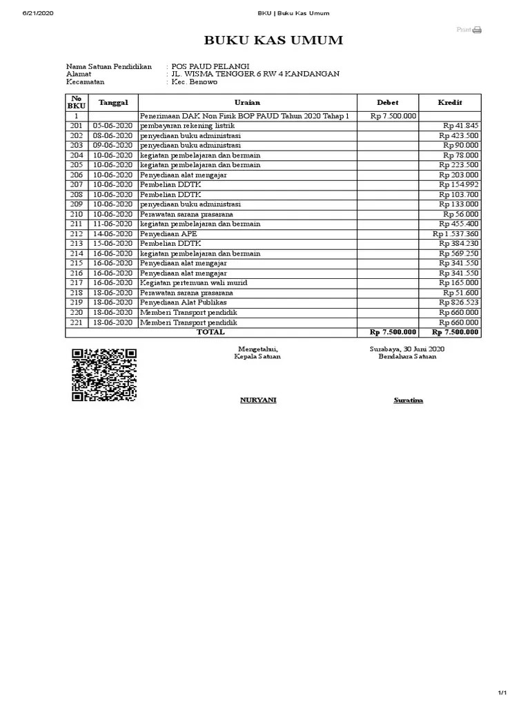 BKU - Buku Kas Umum | PDF