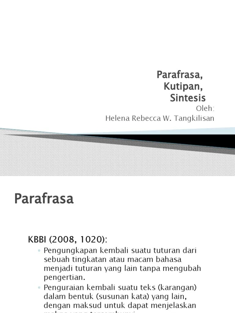 Parafrasa, Kutipan, Sintesis | PDF