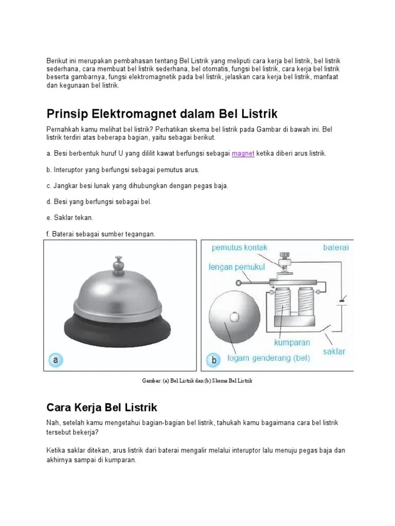 Prinsip Elektromagnet Dalam Bel Listrik | PDF