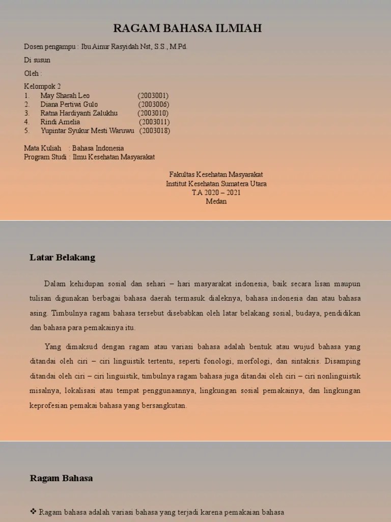 Ragam Bahasa Ilmiah | PDF