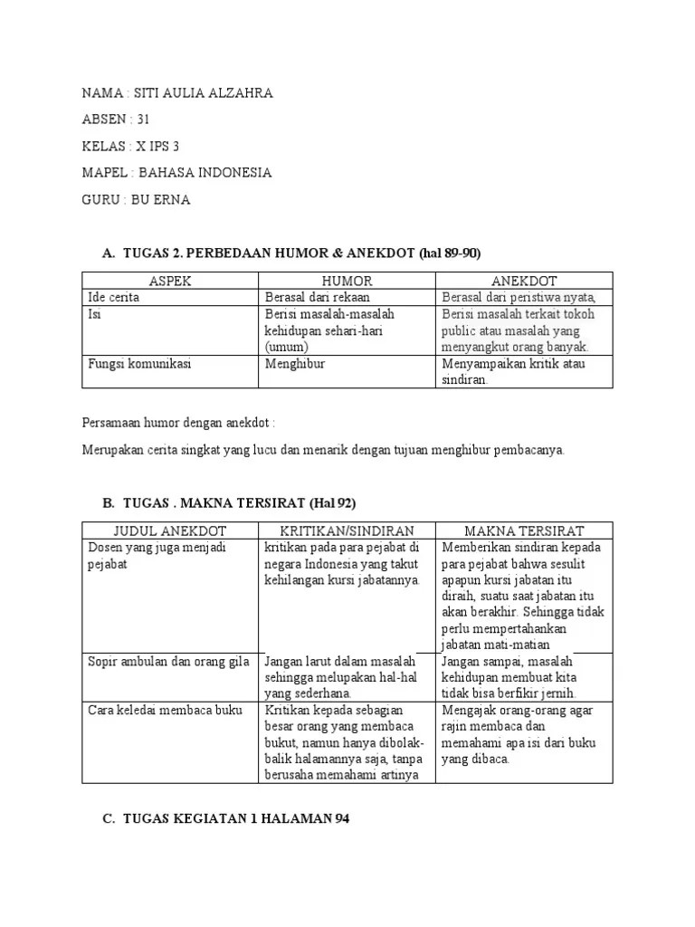 Anekdot&amp;humor - Siti Aulia Alzahra - 31 - X Ips 3 | PDF