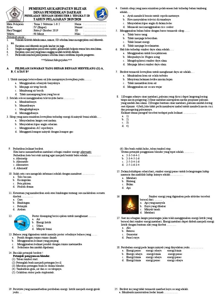 Soal Kelas 4 Gugus 3 Fiks | PDF