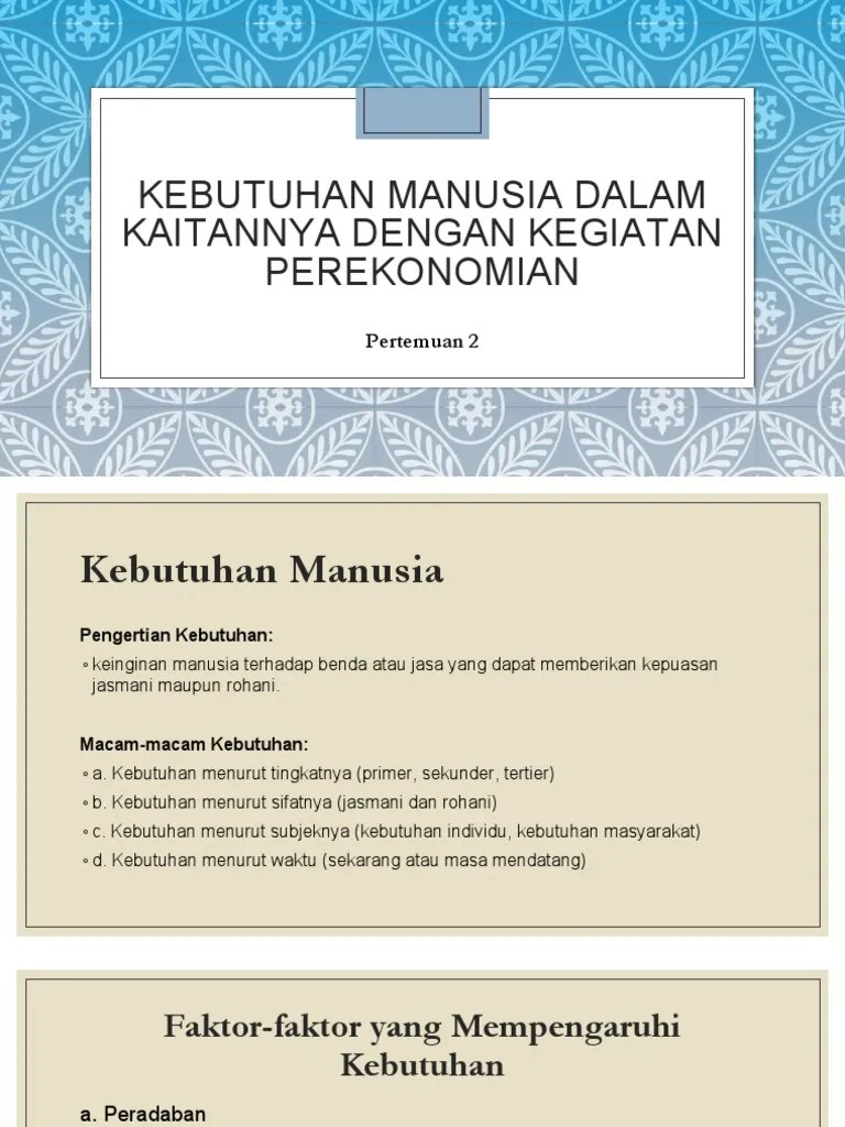 Kebutuhan Manusia Perekonomian