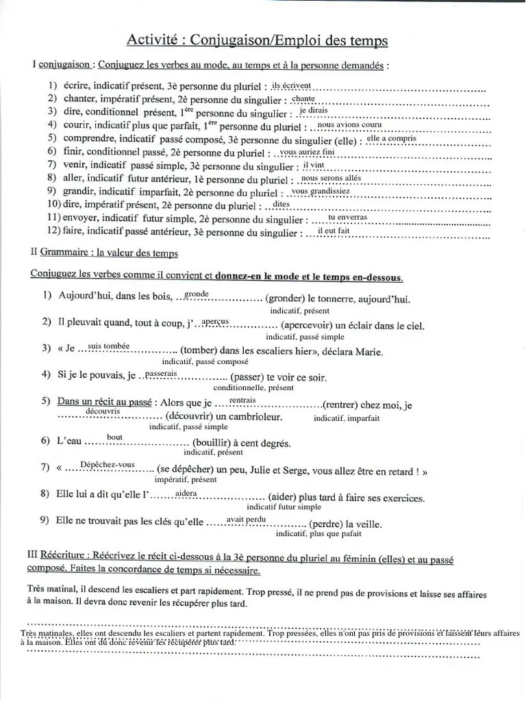 Conjugaison Sem 1-2 | PDF | Syntaxe | Relations syntaxiques