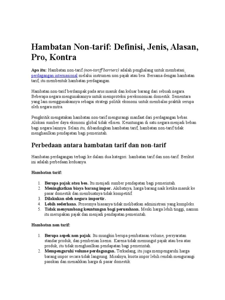 Bisnis Internasional Hambatan Non Tarif | PDF