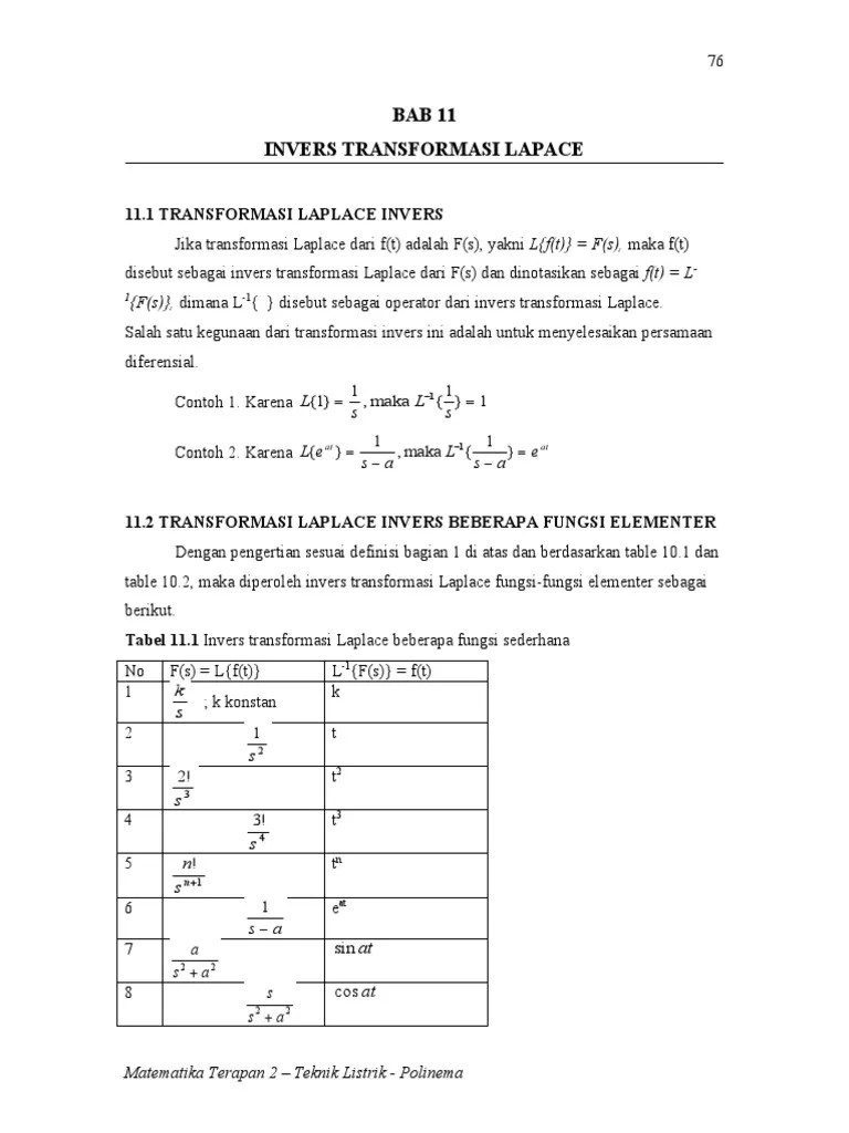 Bab 11 Invers Transformasi Laplace | PDF