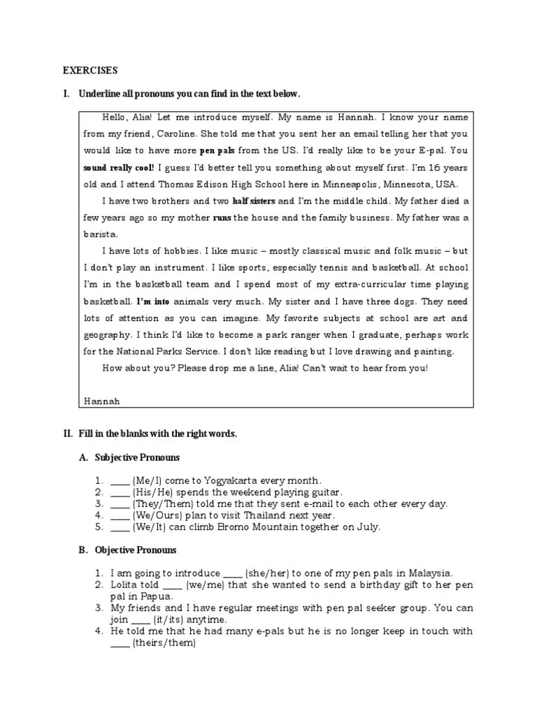 Pronoun Assignment | PDF