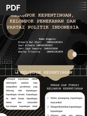 Kelompok Kepentingan, Kelompok Penekanan Sama Partai Politik | PDF