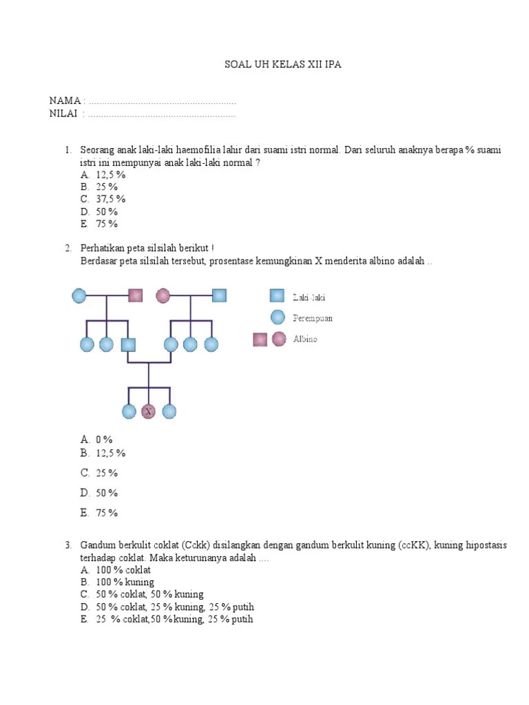 Soal Uh Kelas Xii Ipa | PDF