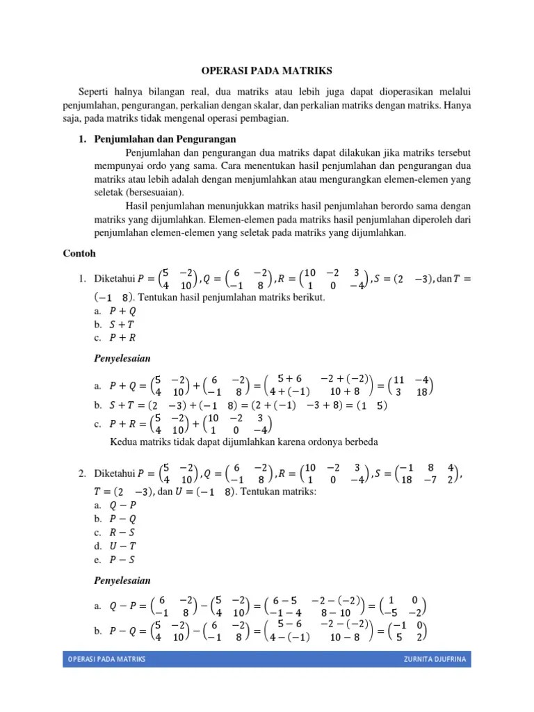 Operasi Pada Matriks | PDF