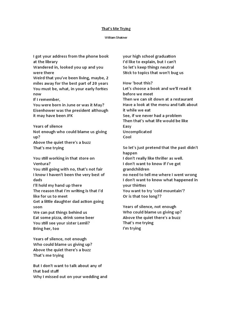 Thats Me Trying | PDF