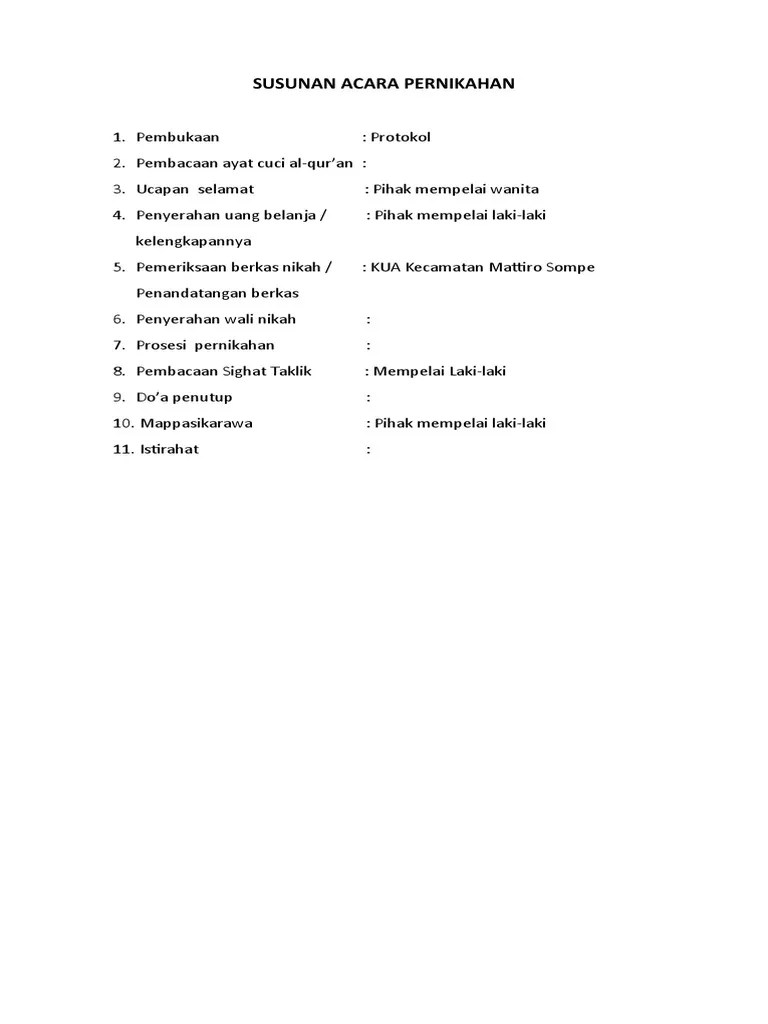 Susunan Acara Pernikahan | PDF