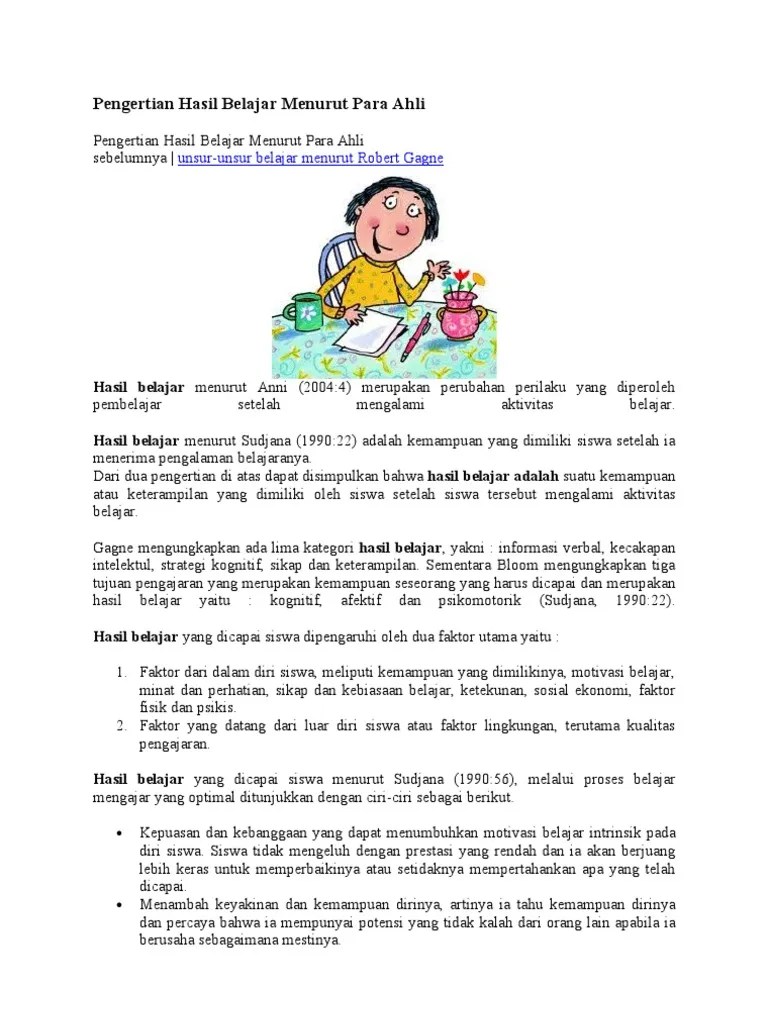 Pengertian Hasil Belajar Menurut para Ahli | PDF