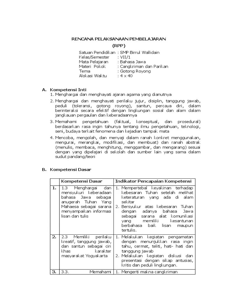 RPP Cangkriman Kelas 7 Semester 1