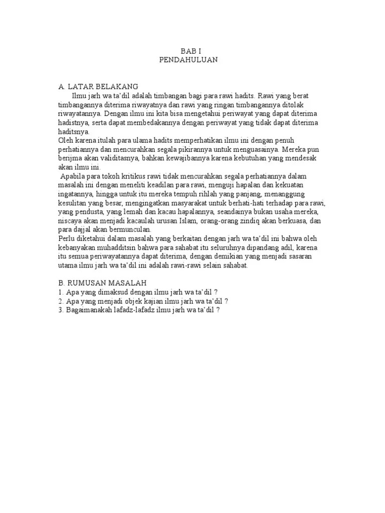 Makalah Jarh Wa Ta&rsquo;dil | PDF