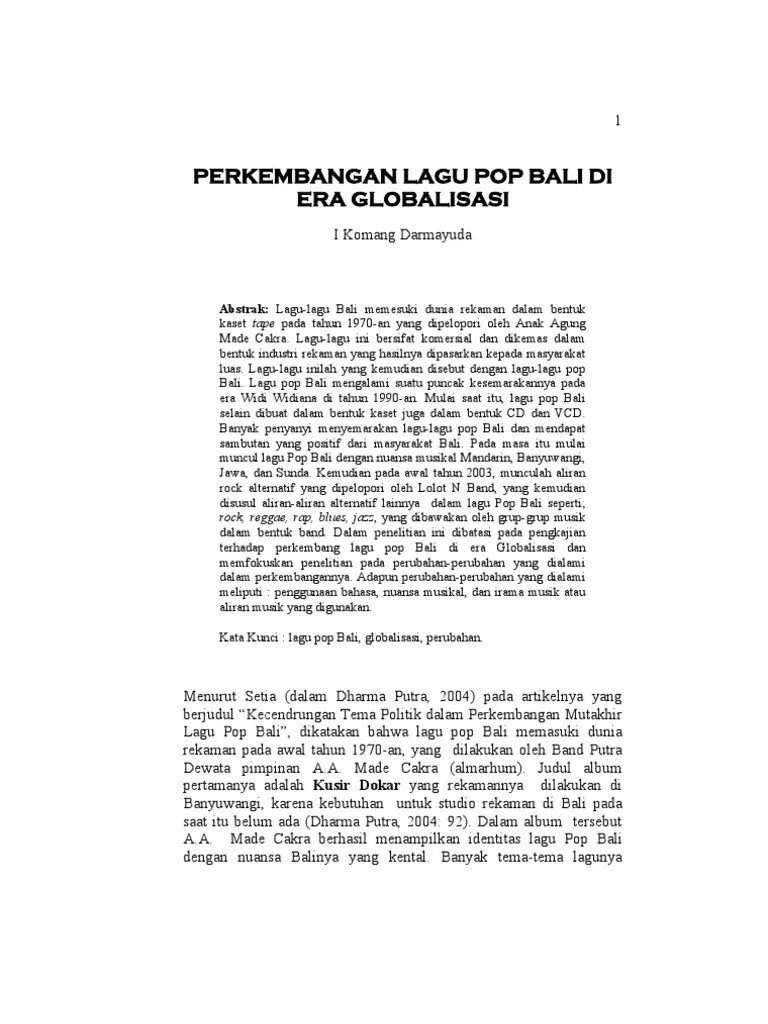 Lirik Lagu Pop Bali Bungan Sandat