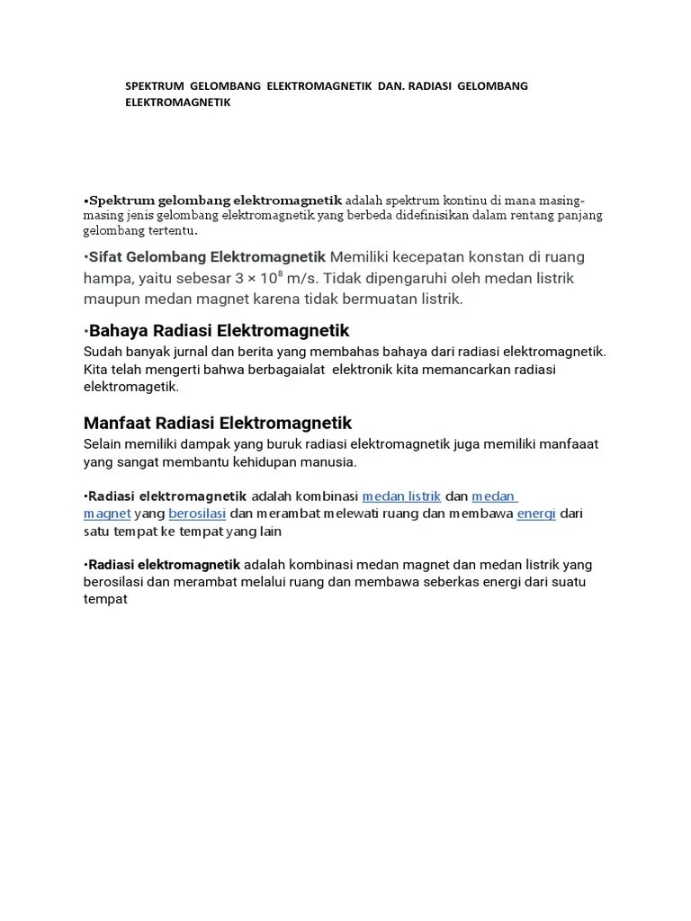 Spektrum Gelombang Elektromagnetik Serta Manfaat Dan Bahayanya