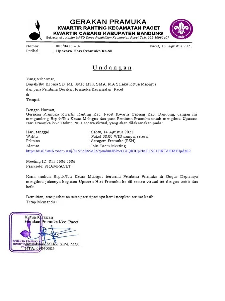 Surat Undangan Mabigus - gerakan pramuka