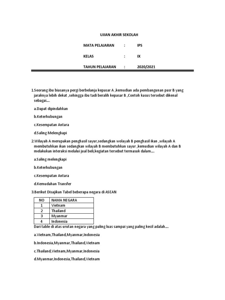 UAS IPS 9 50 SOAL | PDF