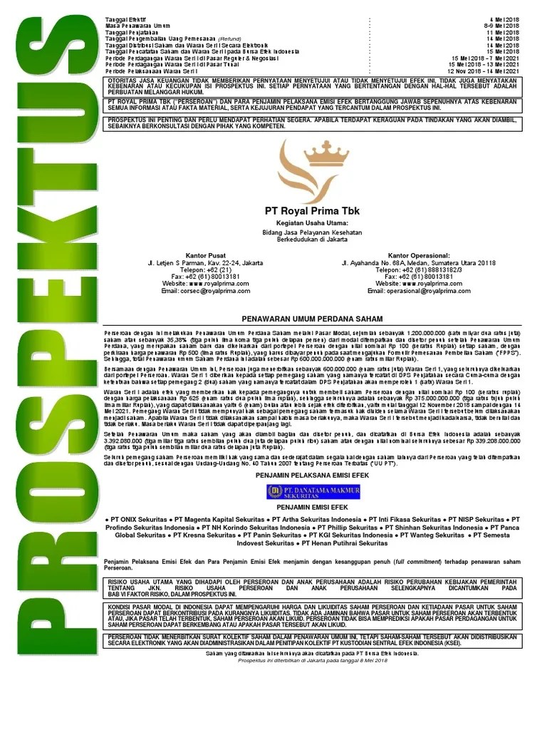 Prospektus Final Royal Prima Lengkap | PDF