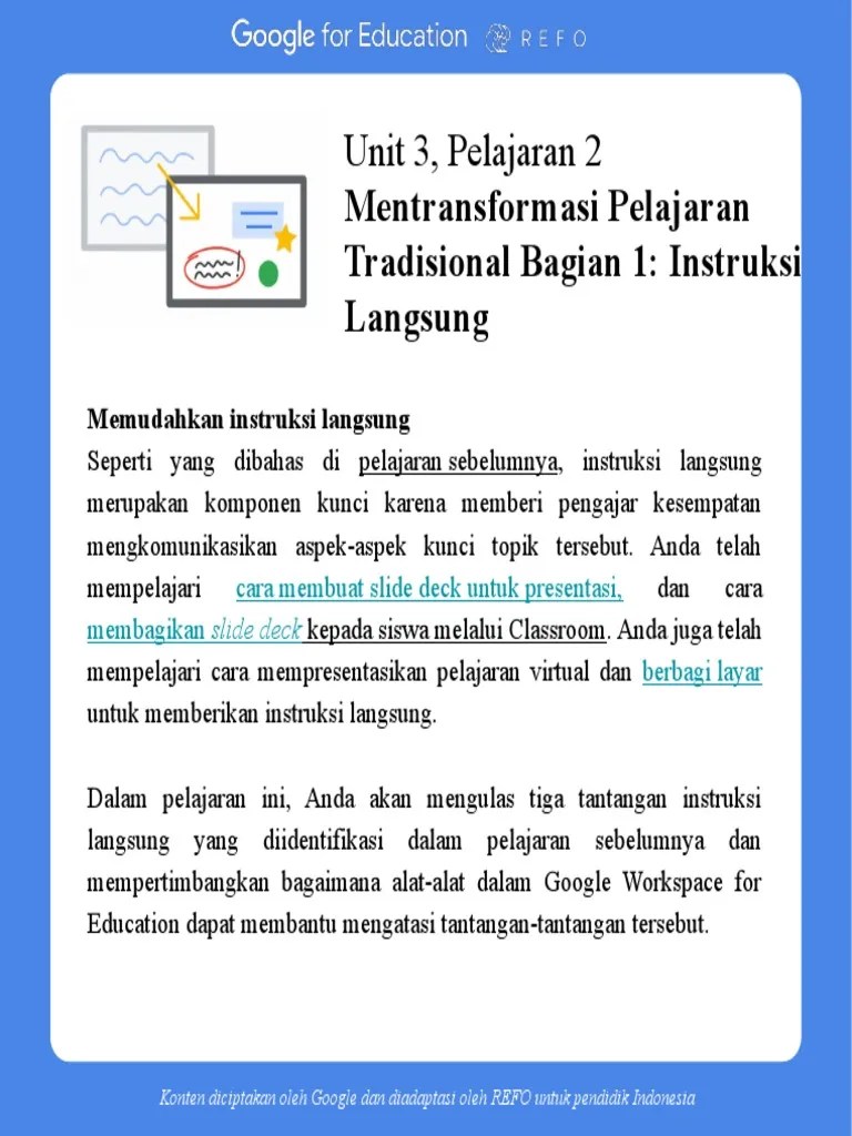 Unit 3, Pelajaran 2, Instruksi Langsung (1) | PDF