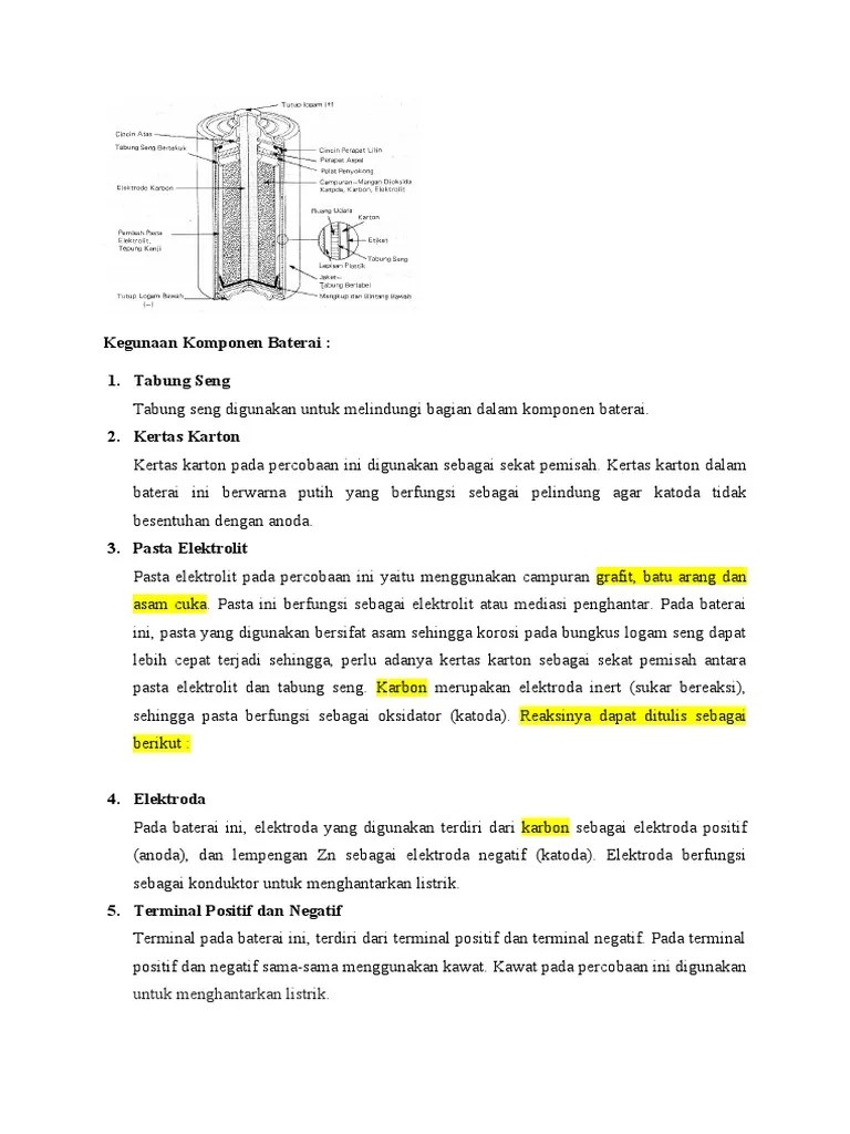 Kegunaan Komponen Baterai | PDF