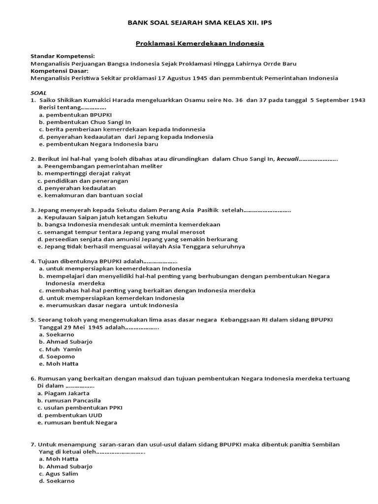 Kunci Jawaban Usbn Sejarah Indonesia Kelas 12 - Revisi Id