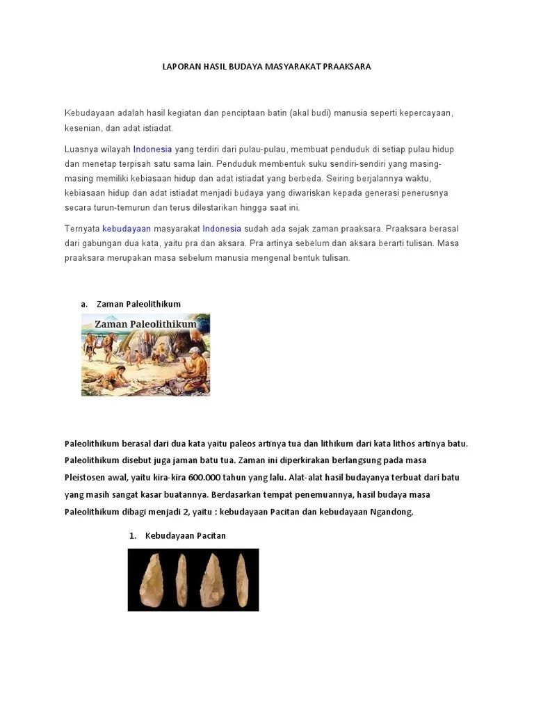 Laporan Hasil Budaya Masyarakat Praaksara | PDF