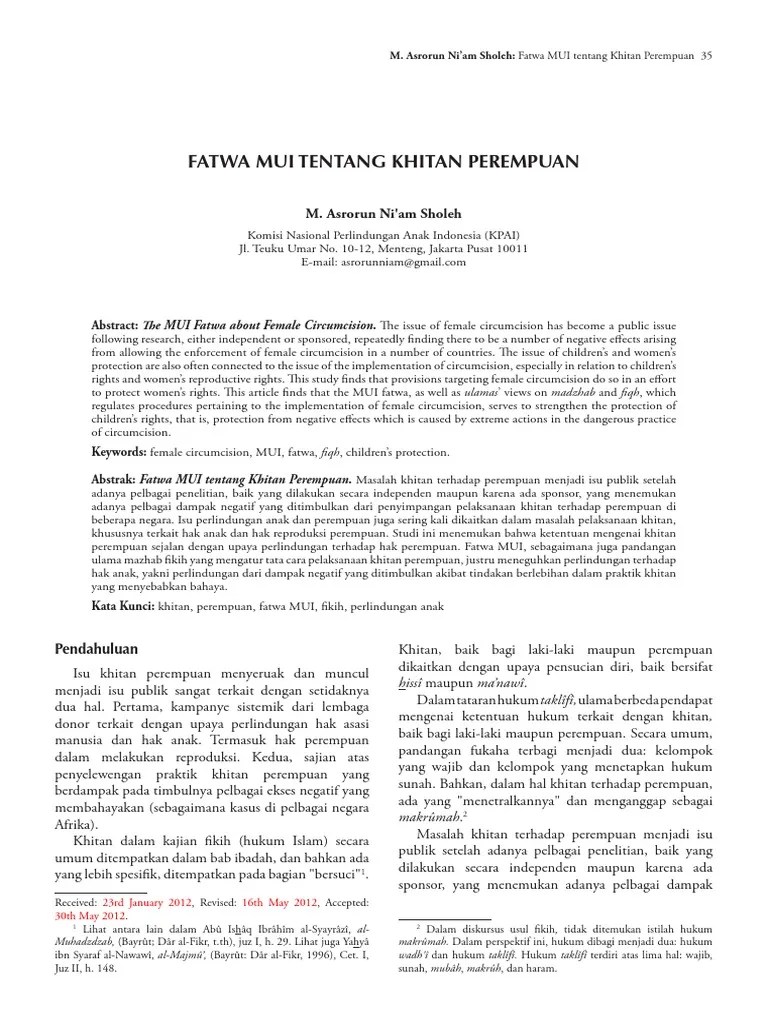 Fatwa MUI Tentang Khitan Perempuan | PDF