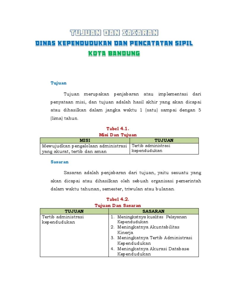 Tujuan Dan Sasaran Disduk | PDF