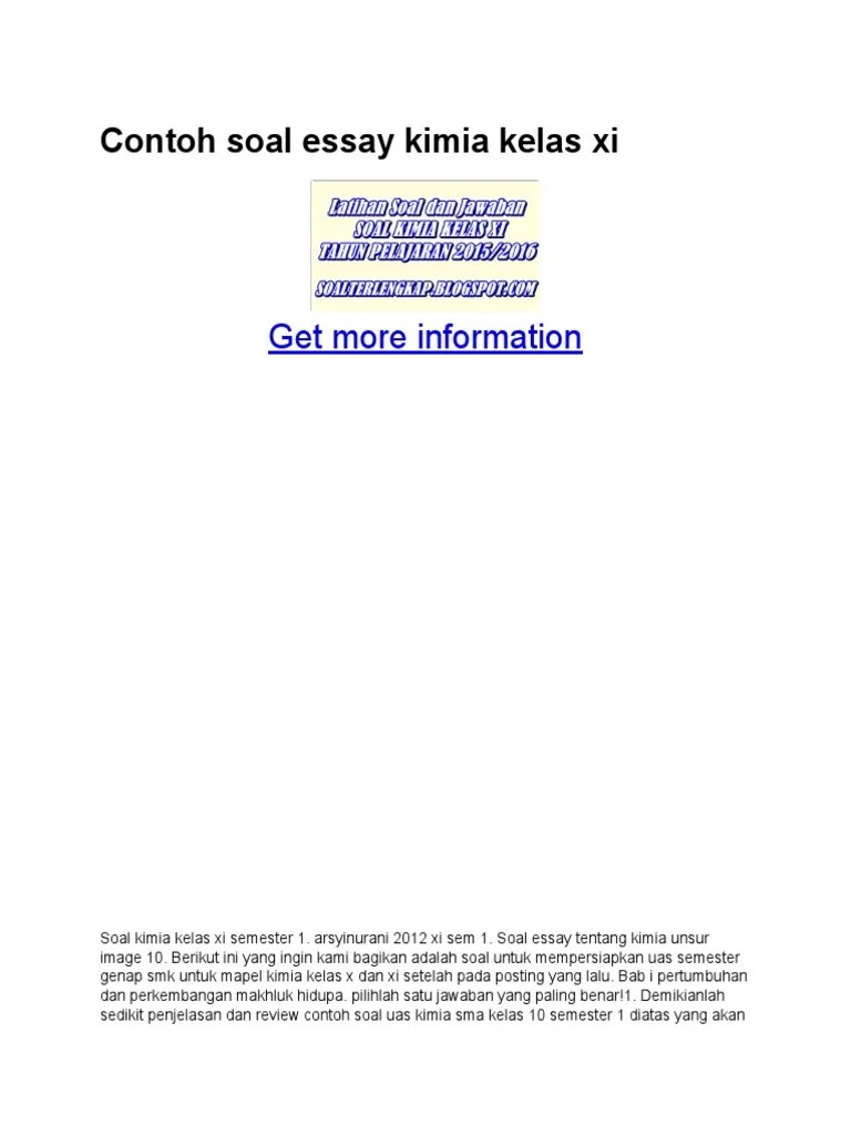 Contoh Soal Essay Kimia Kelas Xi | PDF