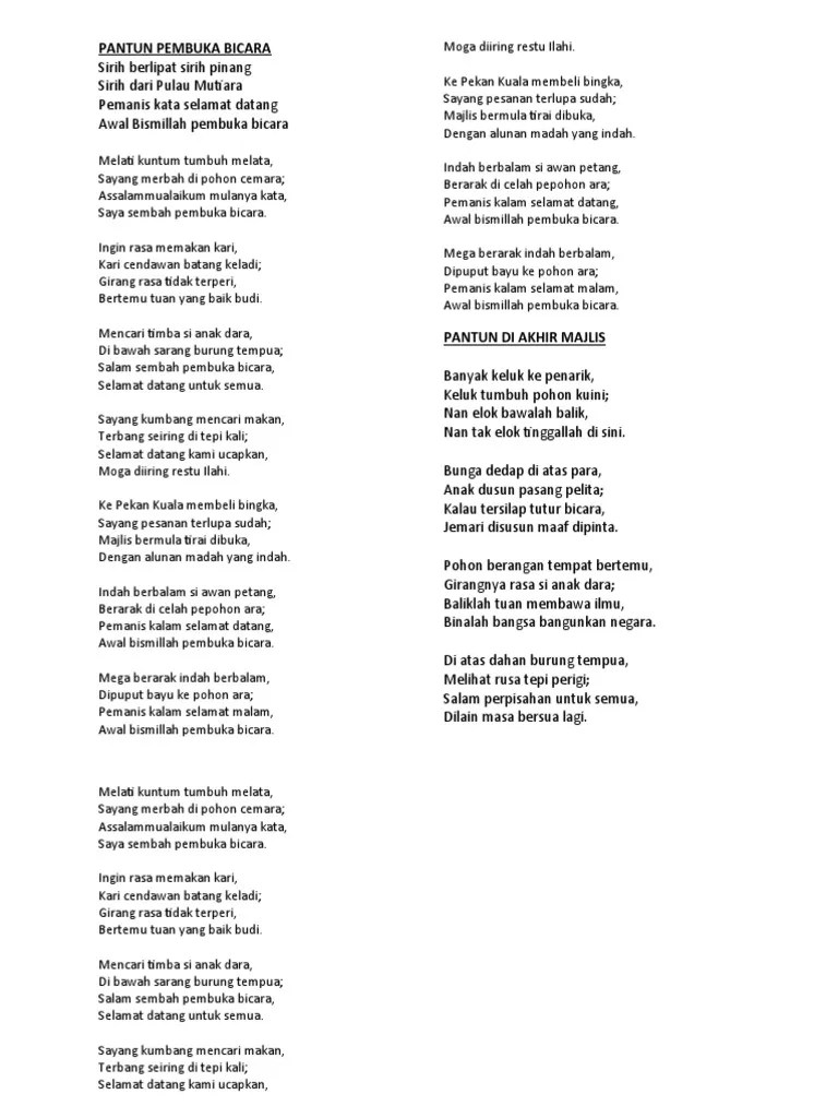 Pantun Bahasa Inggris Untuk Pembukaan Pidato – Goresan