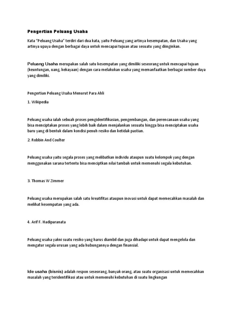 Pengertian Peluang Usaha | PDF